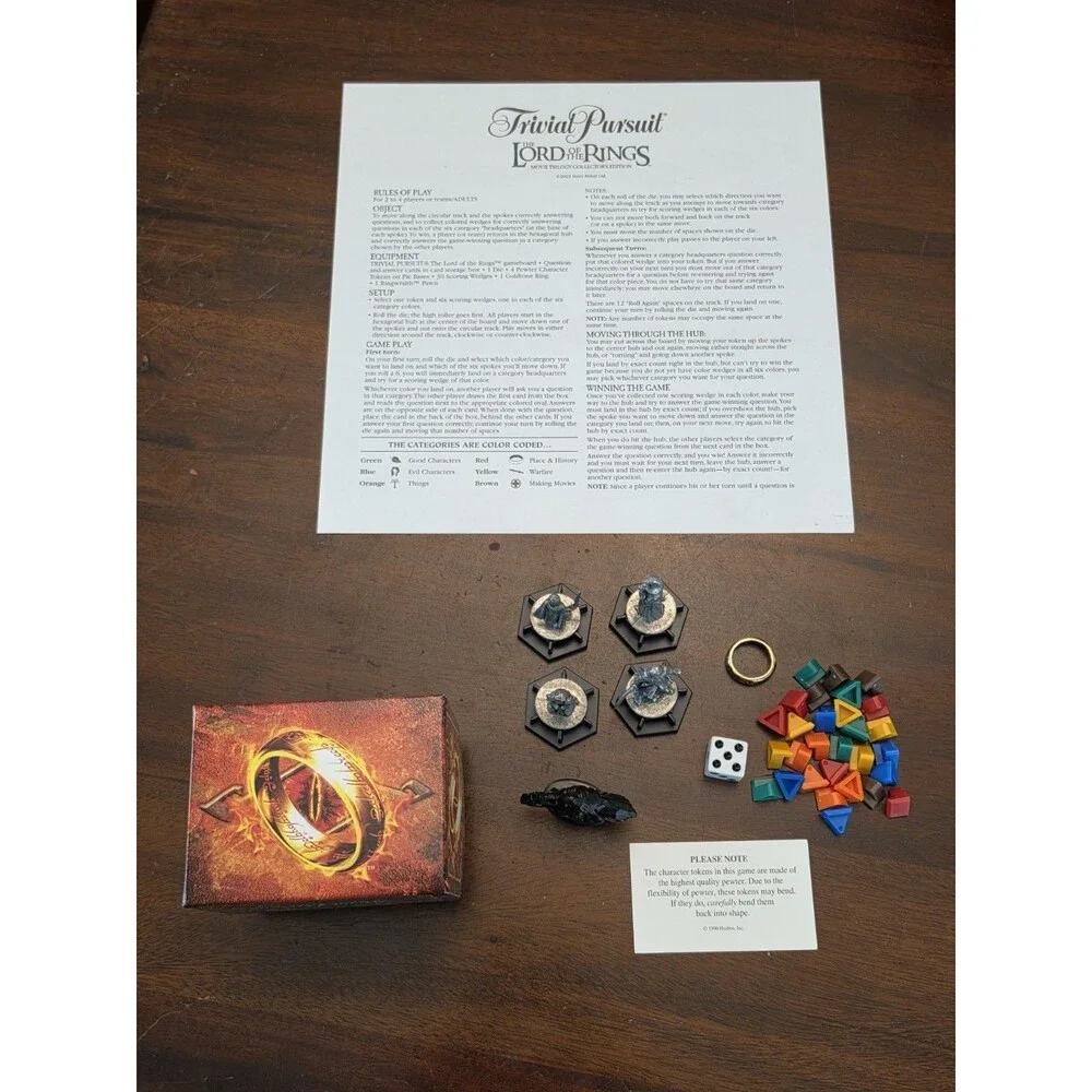 Milton Bradley Trivial Pursuit: The Lord of The Rings Board Game 100% Complete